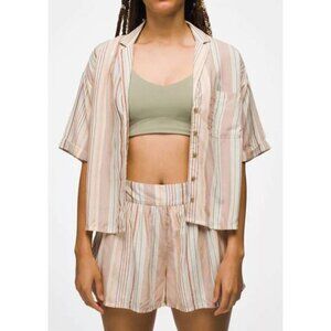 NEW Prana Iguala Top clay stripe beige natural Medium M